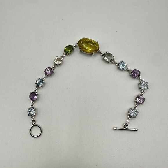 NWOT 7" One-of-a-kind Multi-gemstone and sterling silver bracelet! - Picture 15 of 16